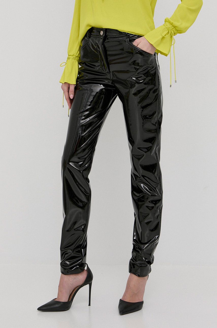 Victoria Beckham pantaloni femei, culoarea negru, mulata, high waist