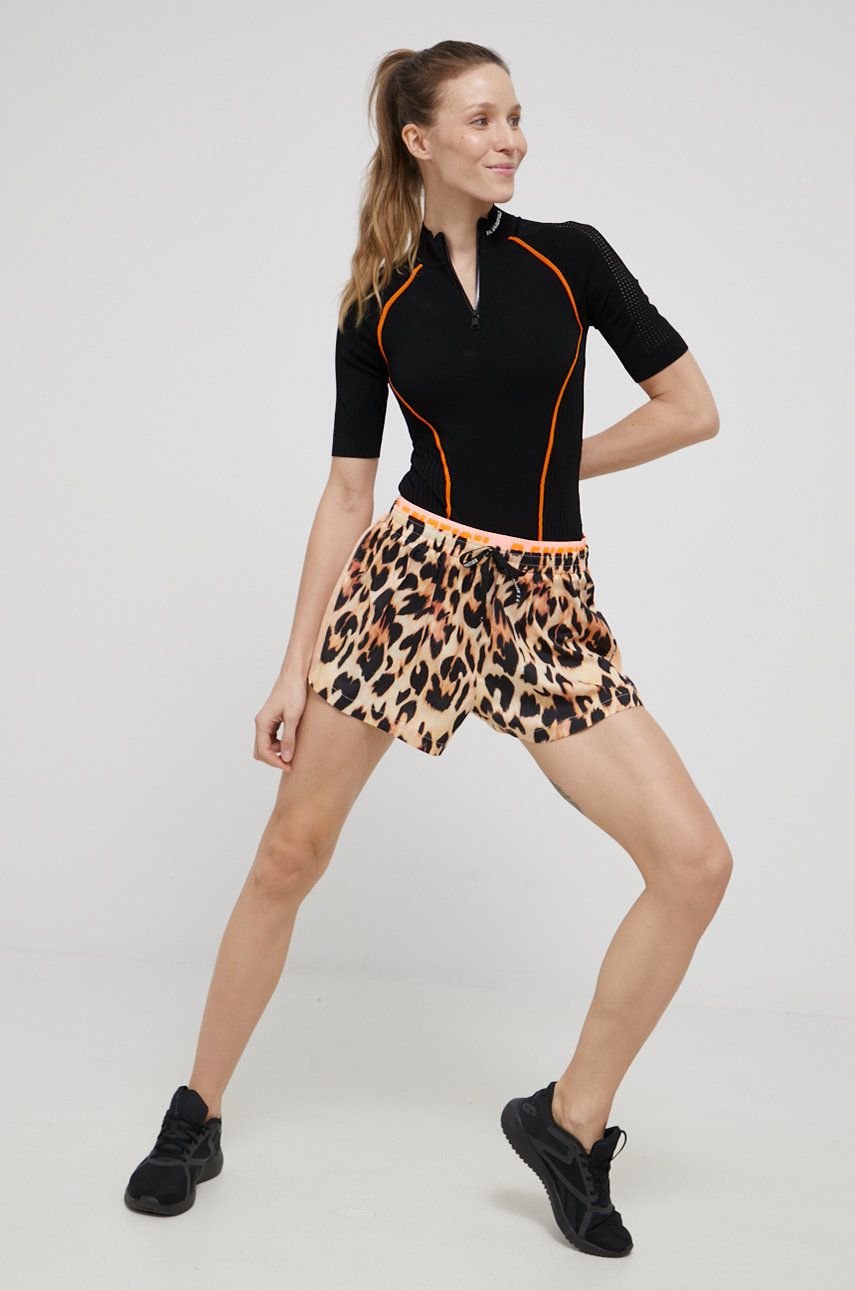 P.E Nation pantaloni scurți de antrenament femei, culoarea portocaliu, modelator, high waist