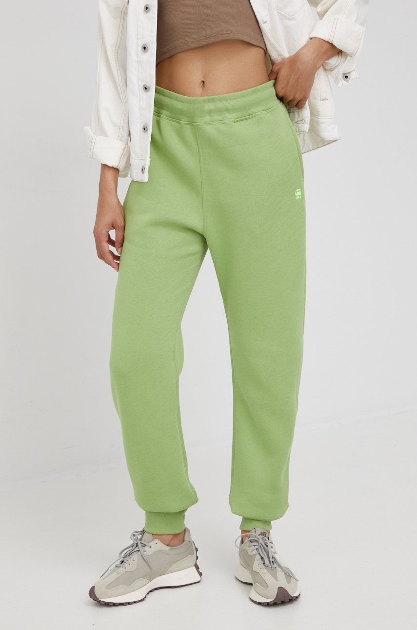 G-Star Raw pantaloni de trening femei, culoarea verde, neted