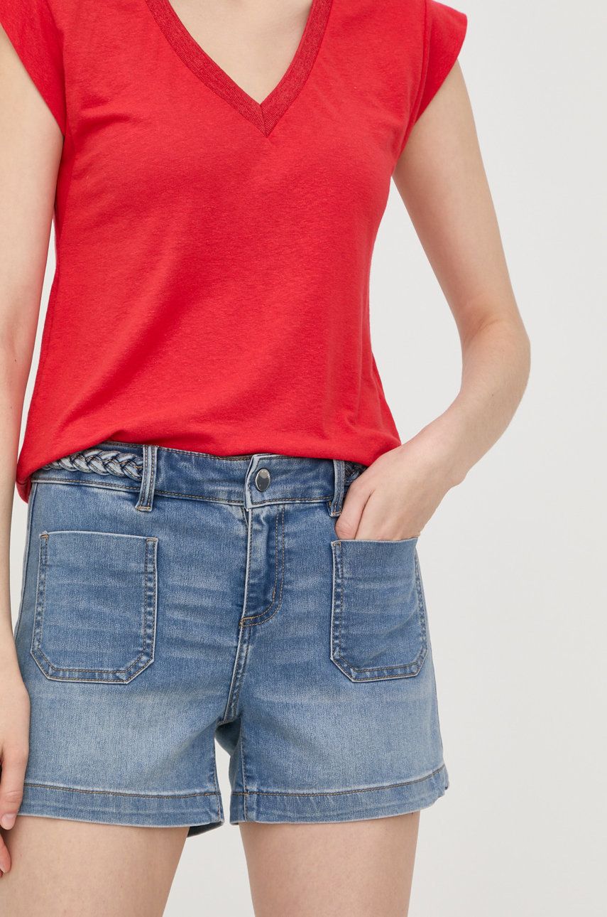 Morgan pantaloni scurti jeans femei, neted, medium waist