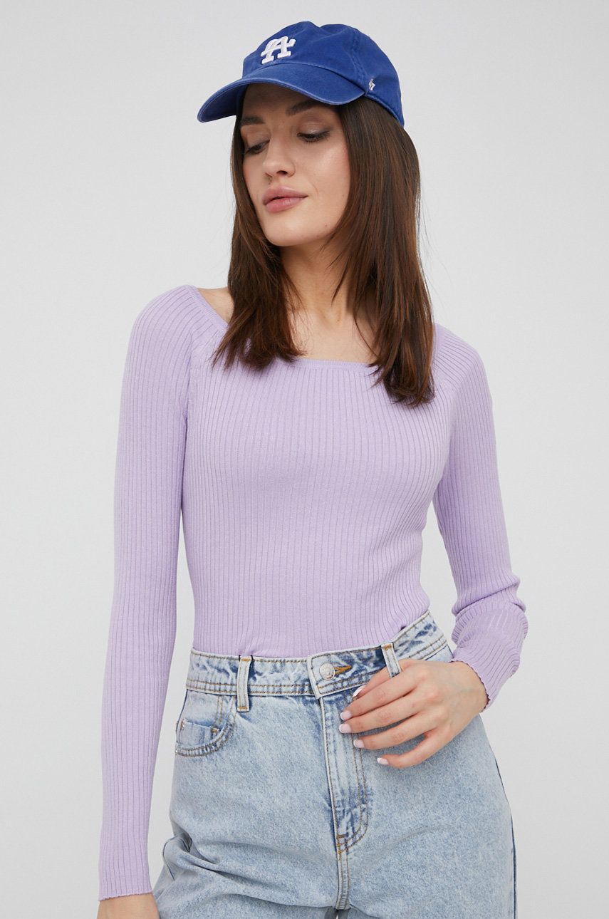 Vila pulover femei, culoarea violet, light