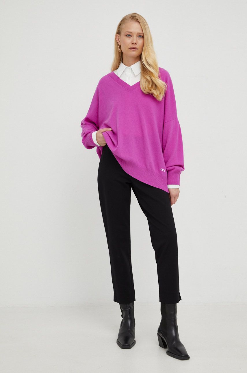 Liviana Conti pulover de casmir femei, culoarea violet, light