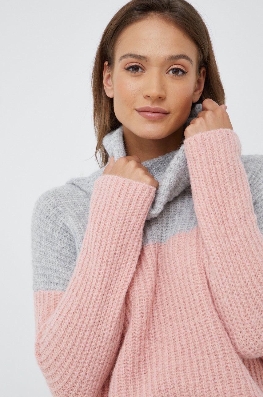 Pennyblack pulover din amestec de lana femei, culoarea roz, cu guler