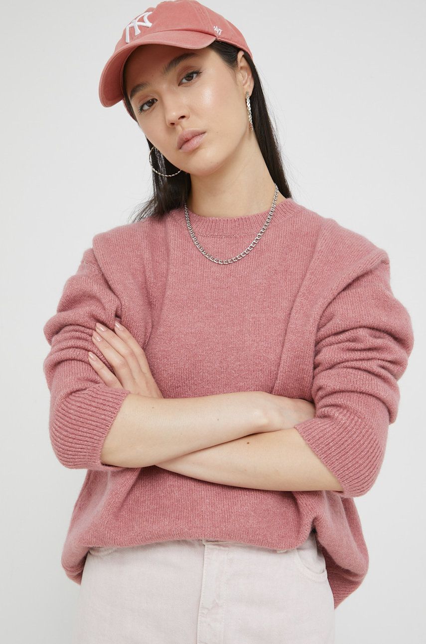 Superdry pulover femei, culoarea roz,