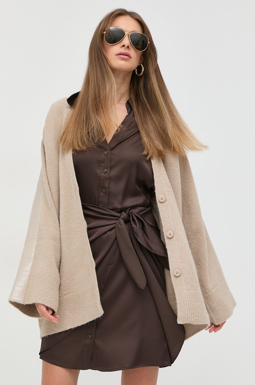 Armani Exchange pulover din amestec de lana femei, culoarea bej