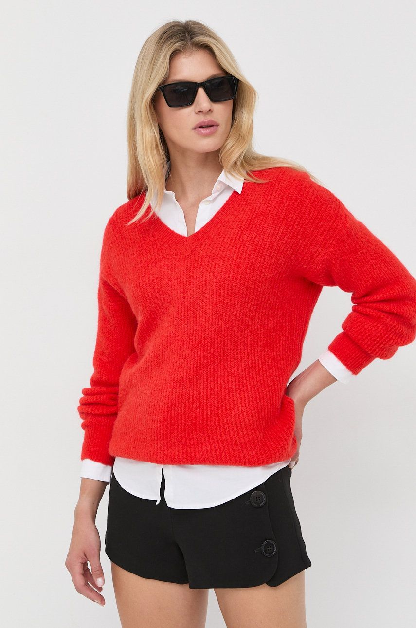 Morgan pulover din amestec de lana femei, culoarea rosu, light