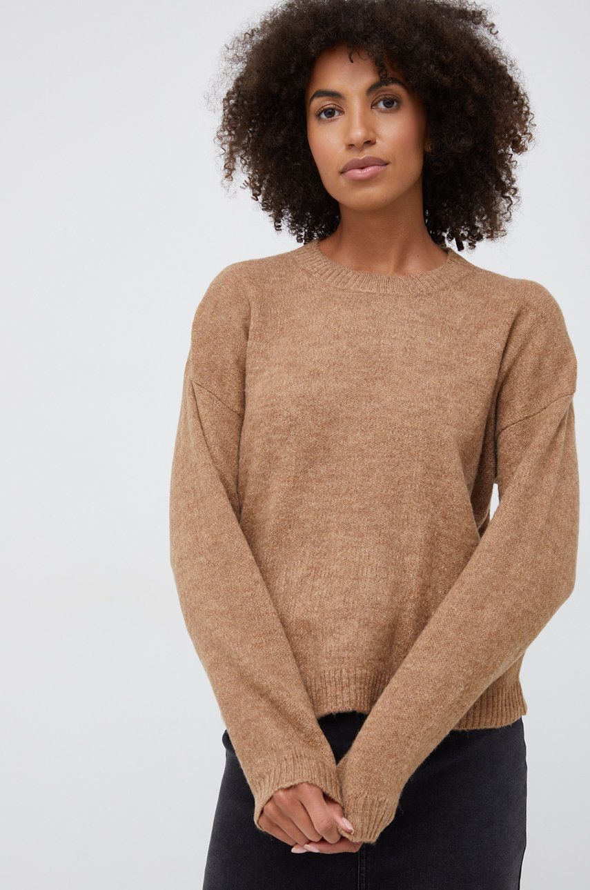 Sisley pulover din amestec de lana femei, culoarea bej,