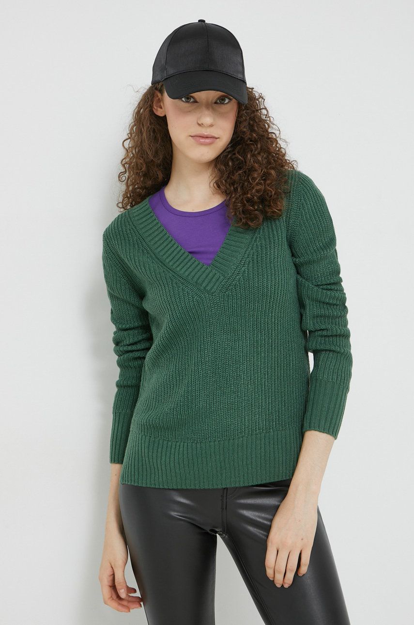 Vila pulover femei, culoarea verde,