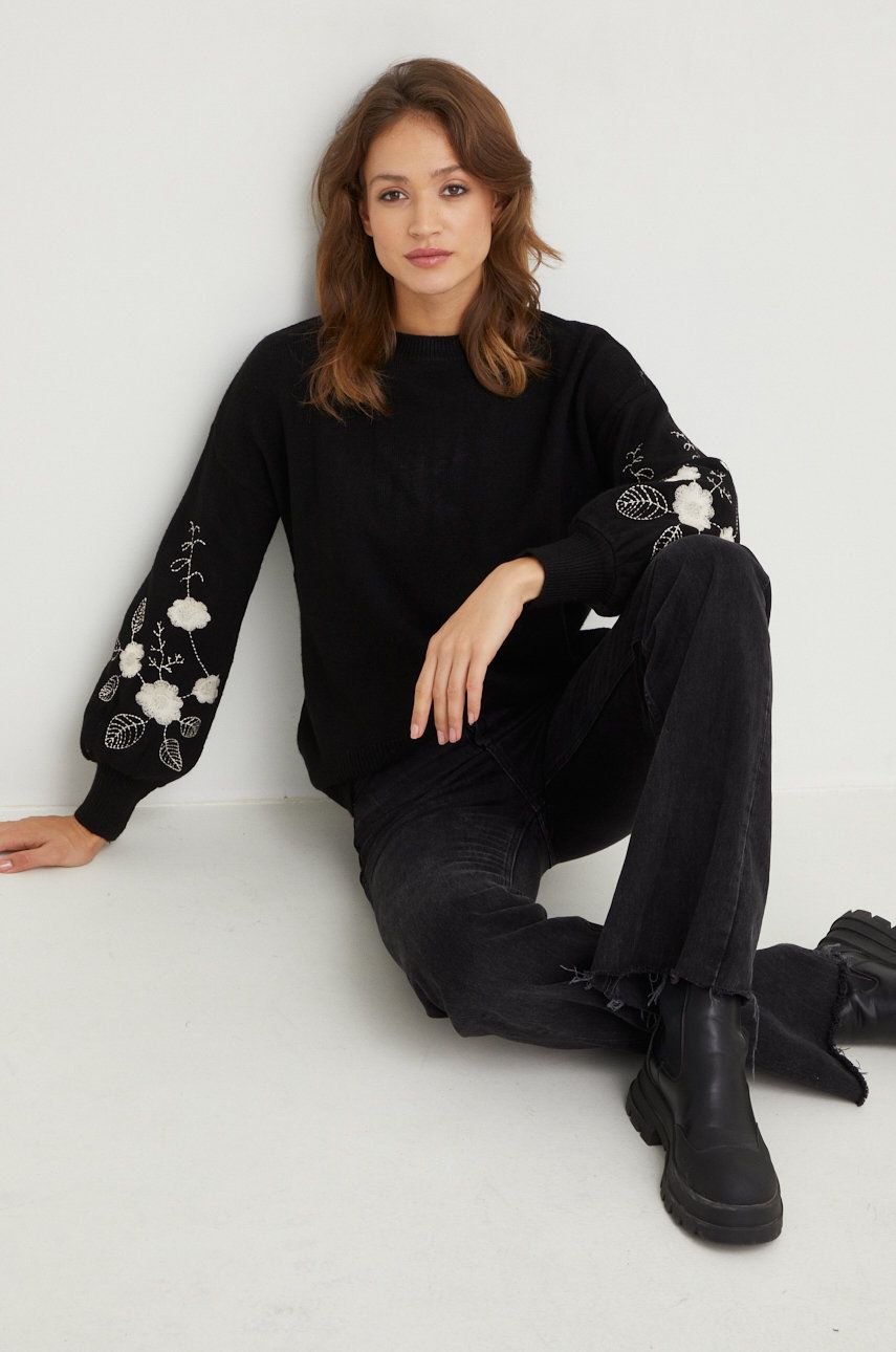 Answear Lab pulover de lana femei, culoarea negru, light