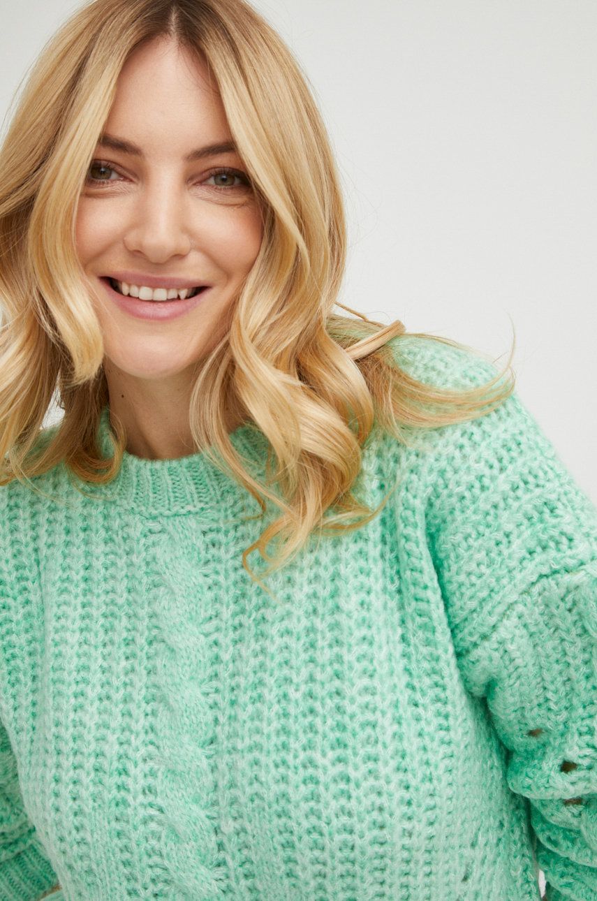Answear Lab pulover din amestec de casmir femei, culoarea verde, călduros