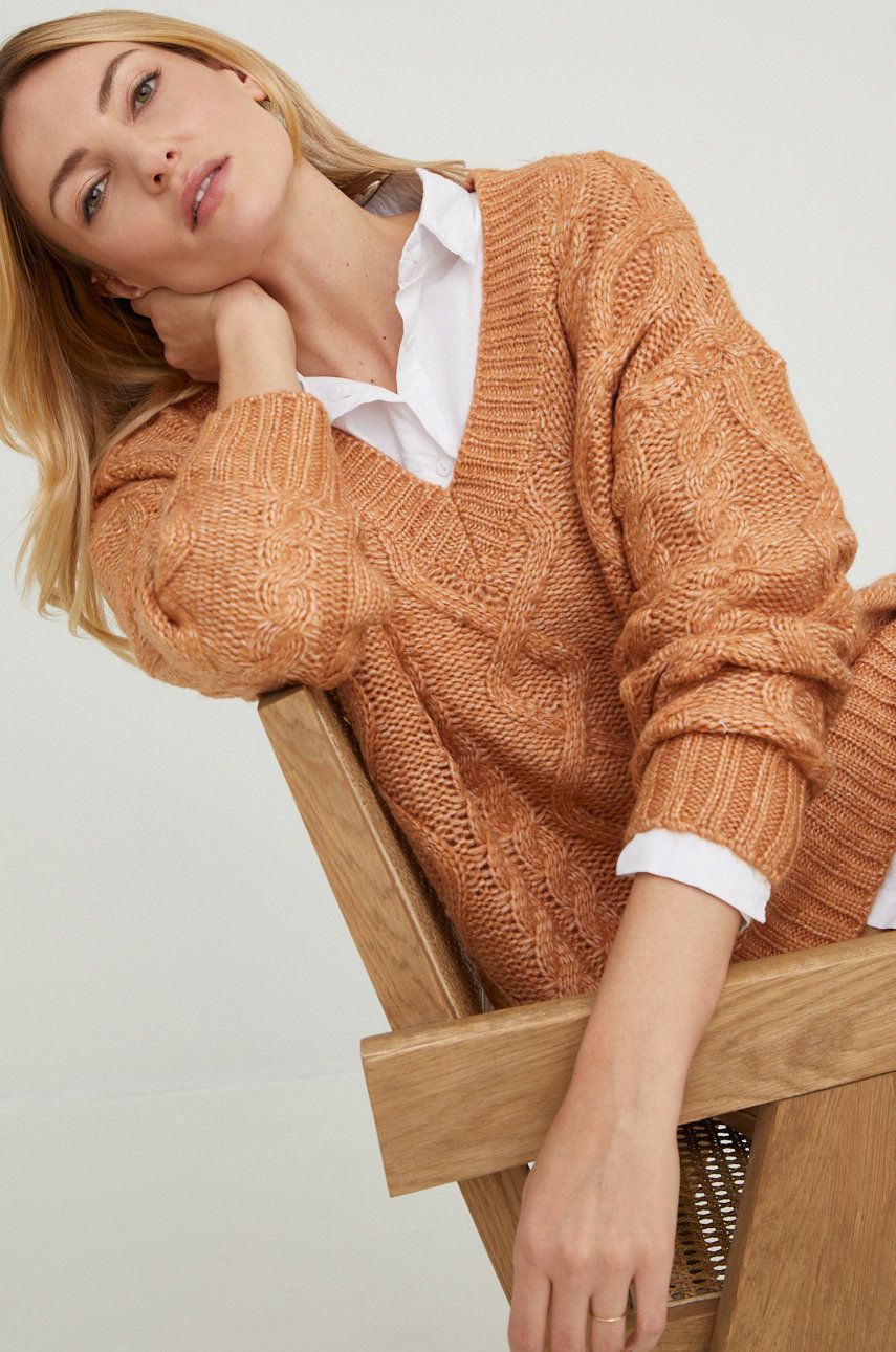 Answear Lab pulover femei, culoarea maro, călduros