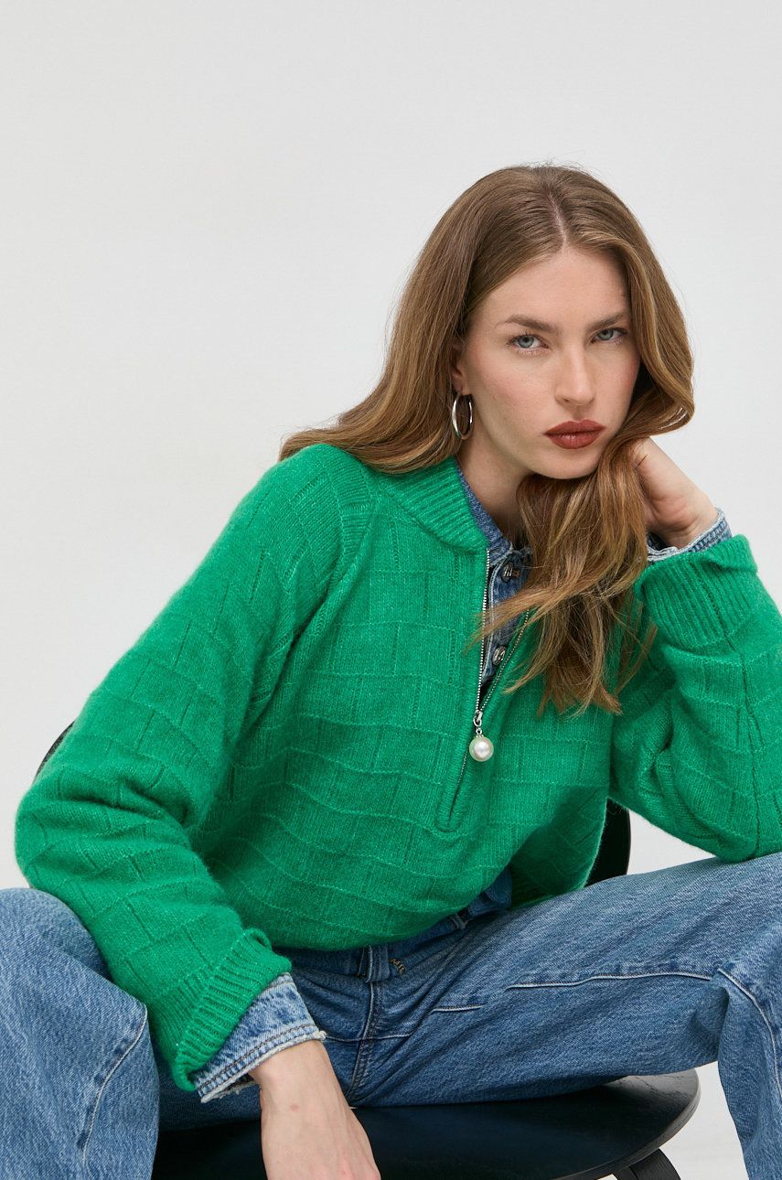 Custommade pulover de lana Titt femei, culoarea verde,