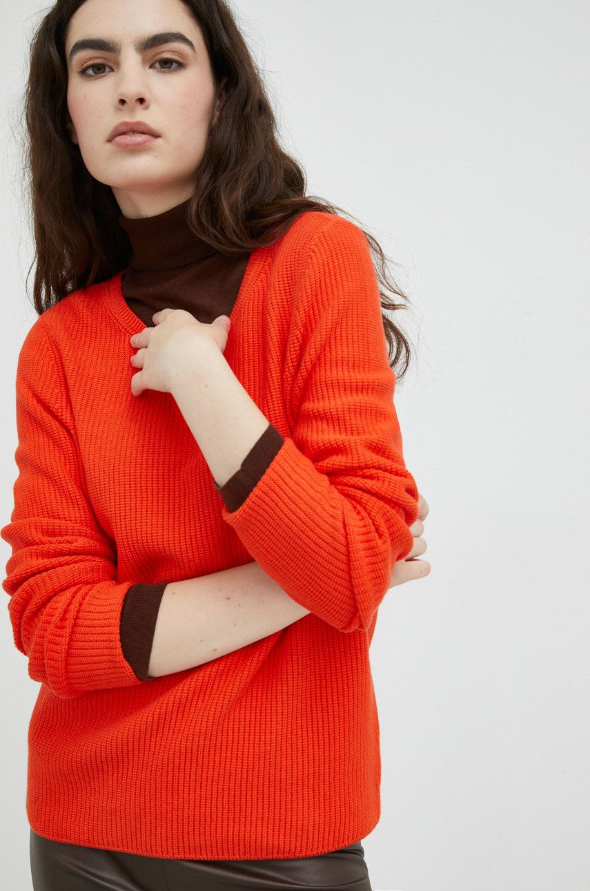 Marc O’Polo pulover de bumbac femei, culoarea portocaliu, light
