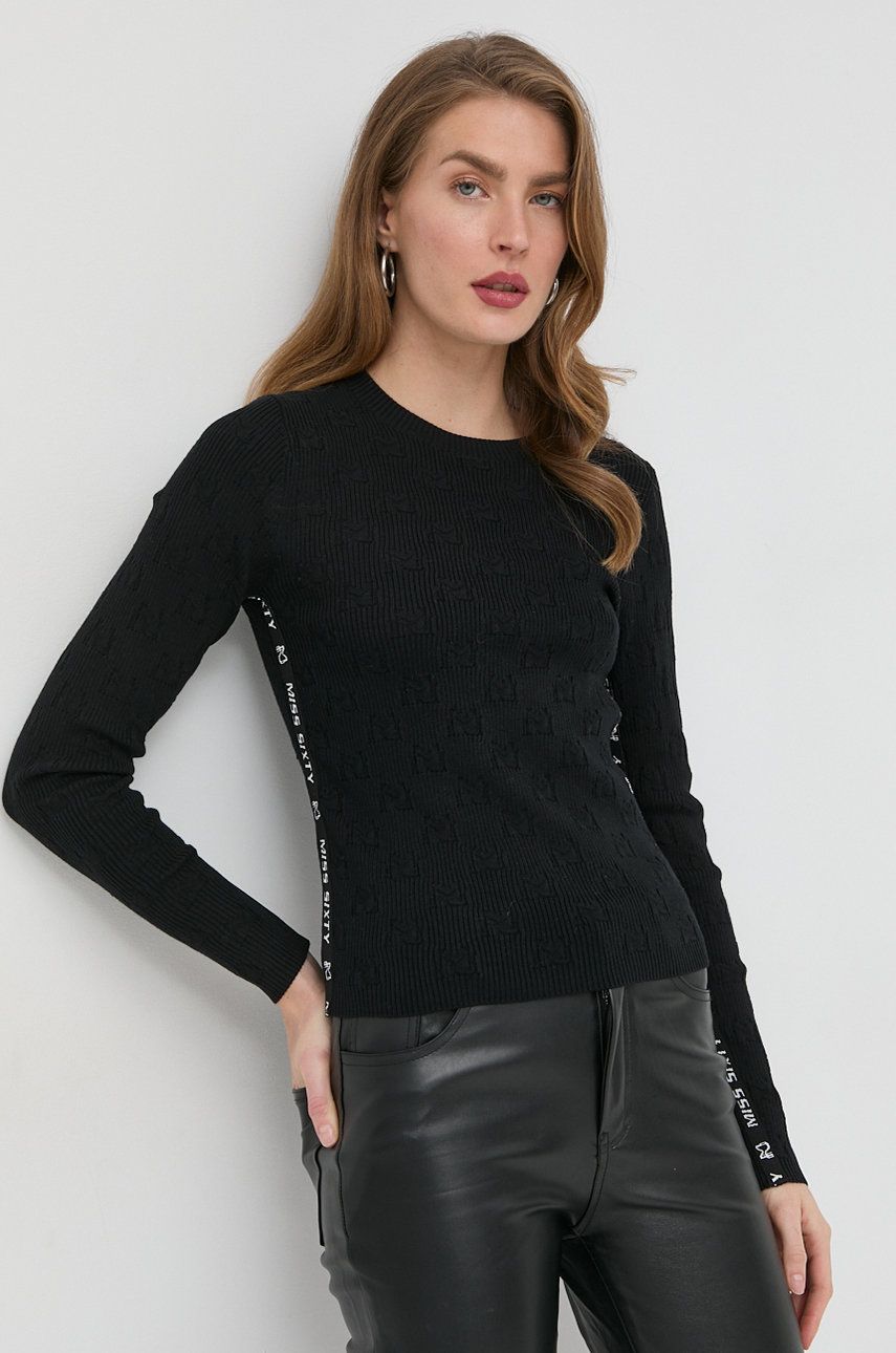 Miss Sixty pulover din amestec de lana femei, culoarea negru, light