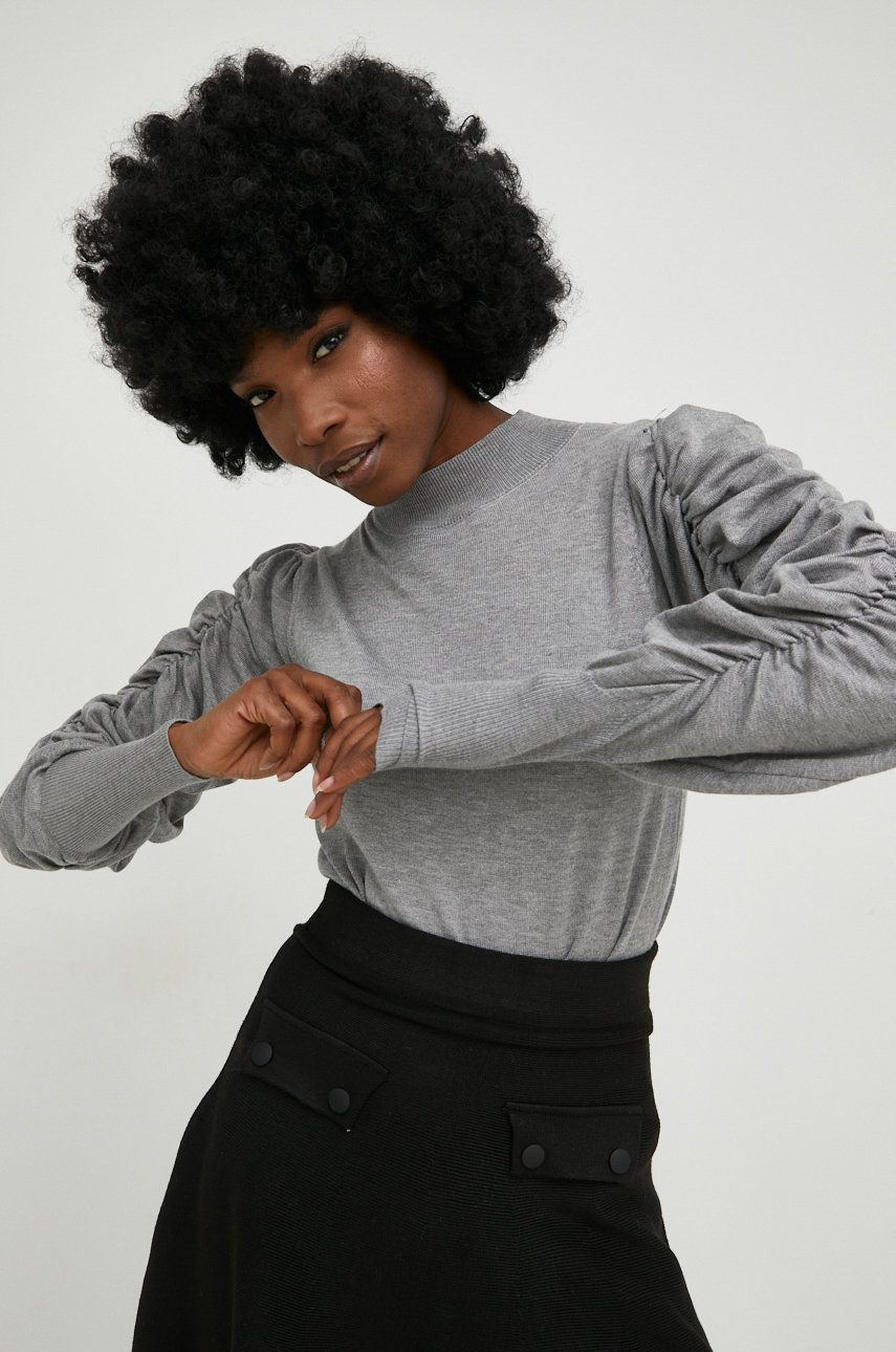 Answear Lab pulover femei, culoarea gri, light, cu turtleneck