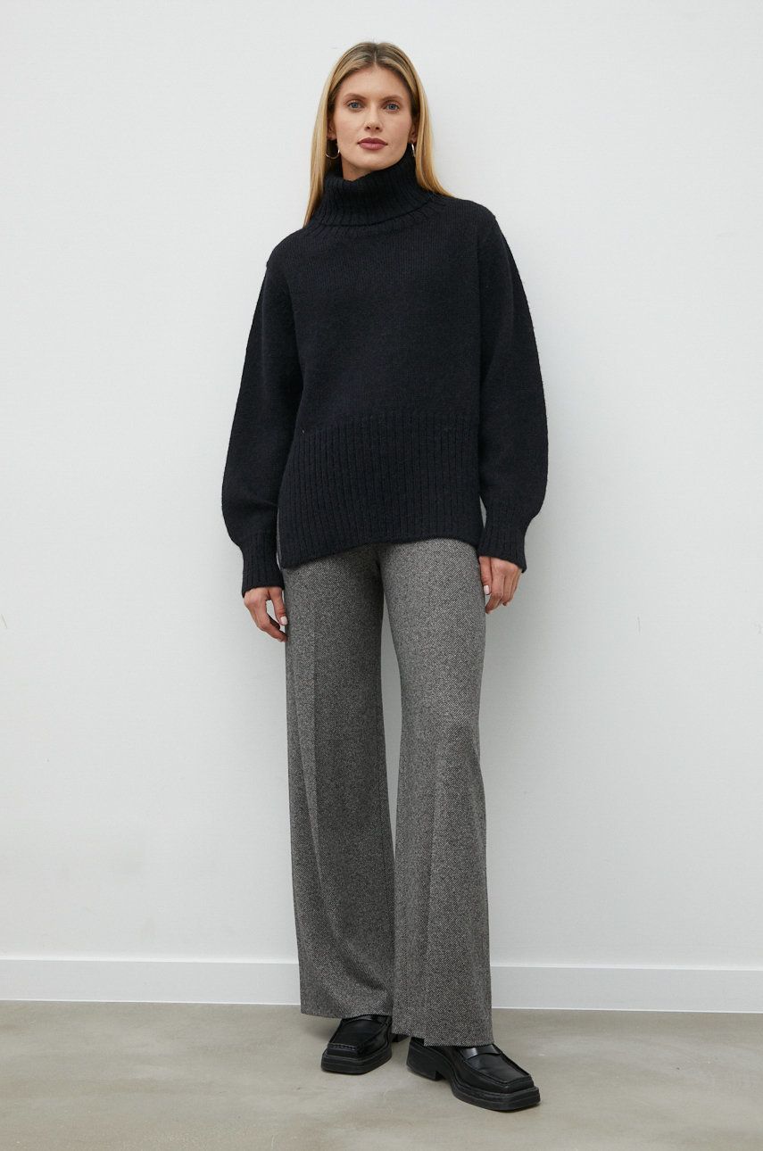Birgitte Herskind pulover de lana Jojo femei, culoarea negru, cu guler