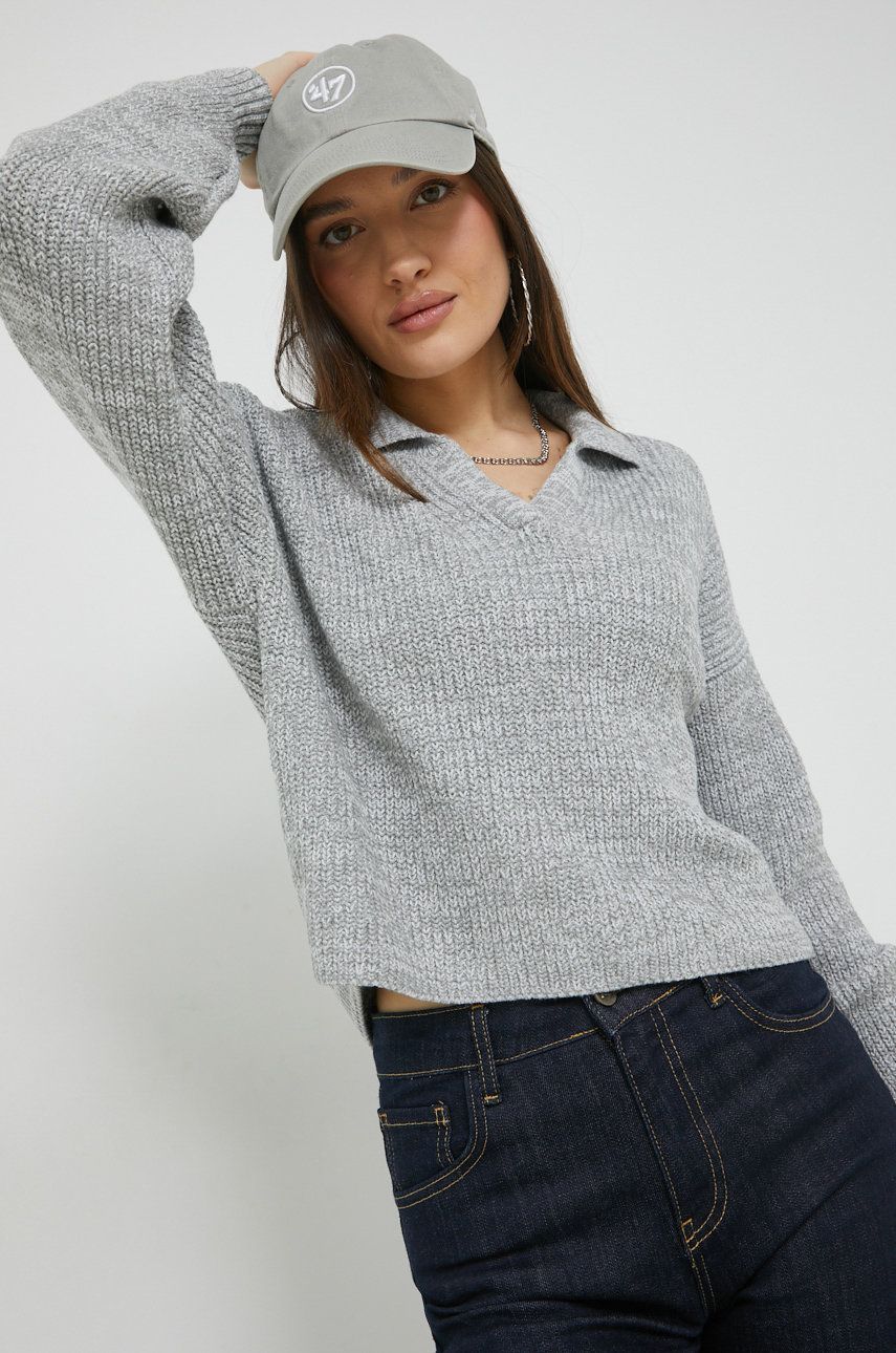 Hollister Co. pulover femei, culoarea gri,