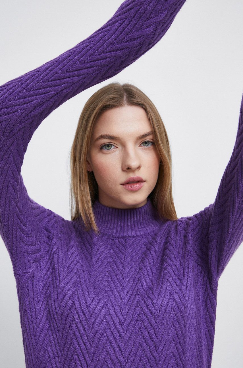 Medicine pulover femei, culoarea violet, cu turtleneck
