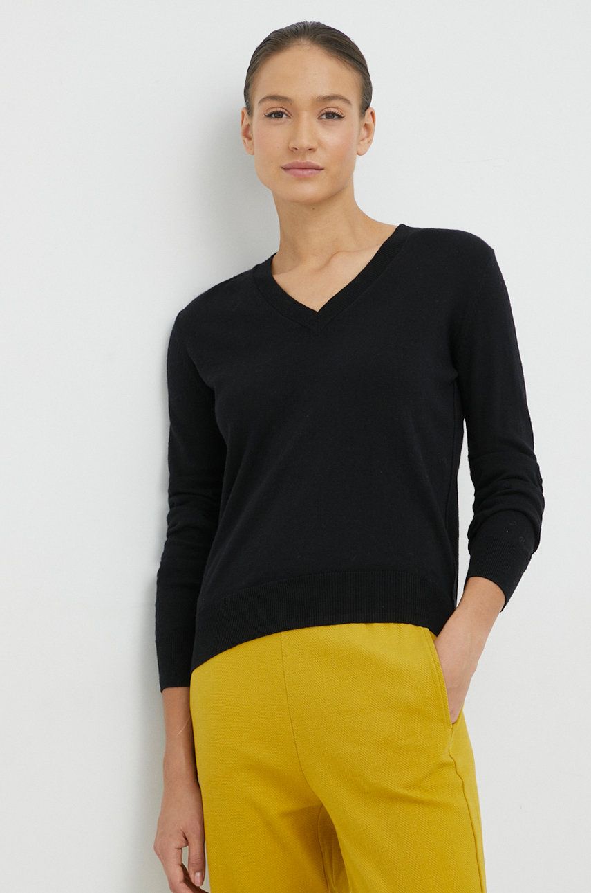 Pepe Jeans pulover din amestec de lana Bree femei, culoarea negru, light