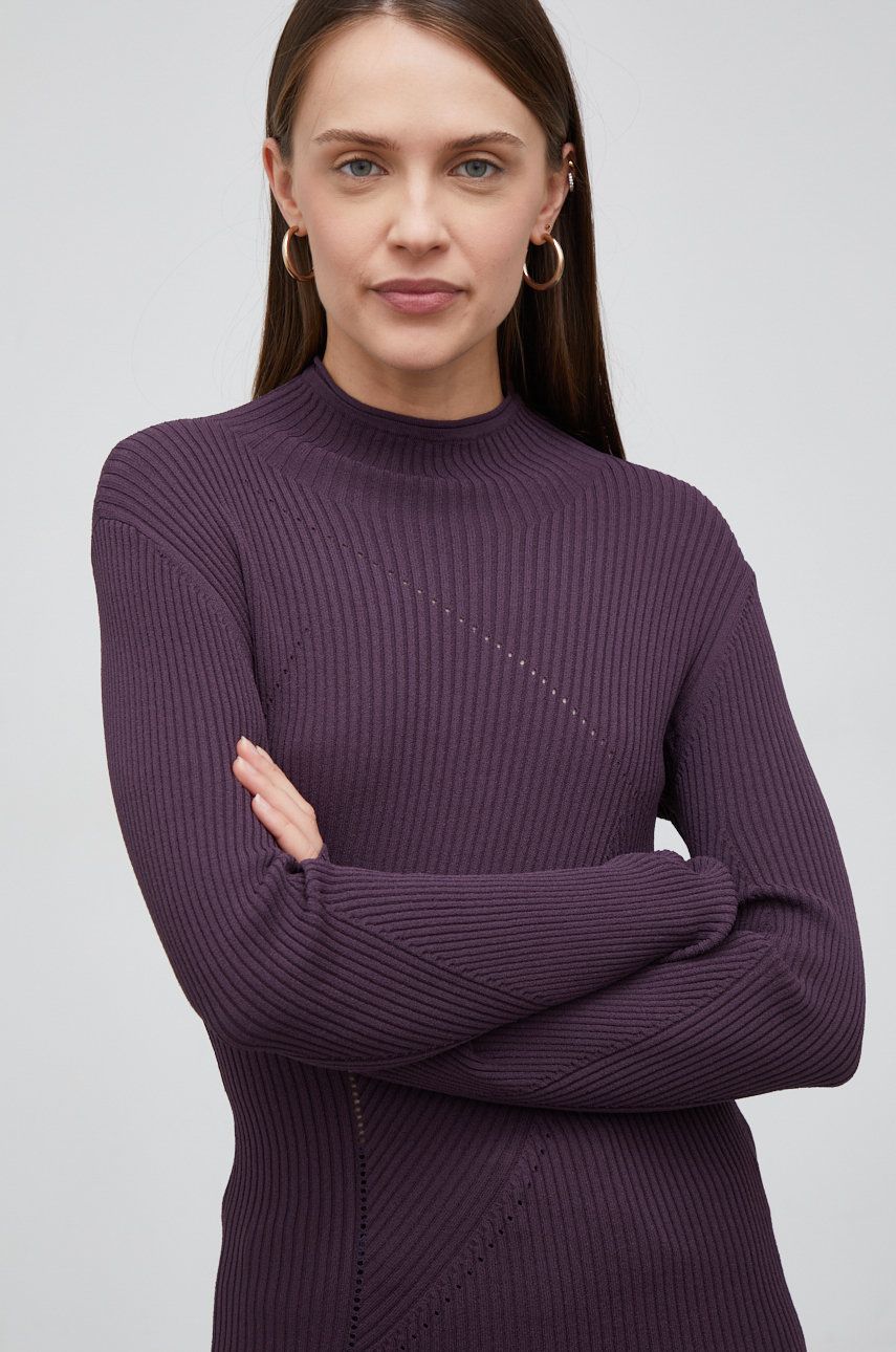 Sisley pulover femei, culoarea violet, light, cu turtleneck