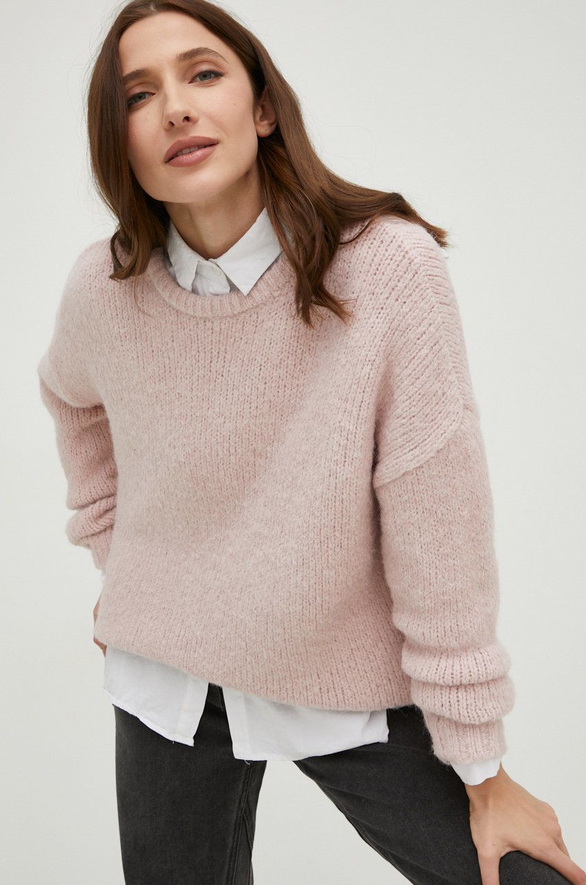 Answear Lab pulover de lana femei, culoarea roz, călduros