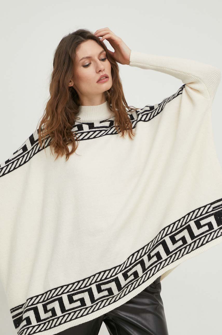 Answear Lab pulover de lana femei, culoarea alb, cu turtleneck