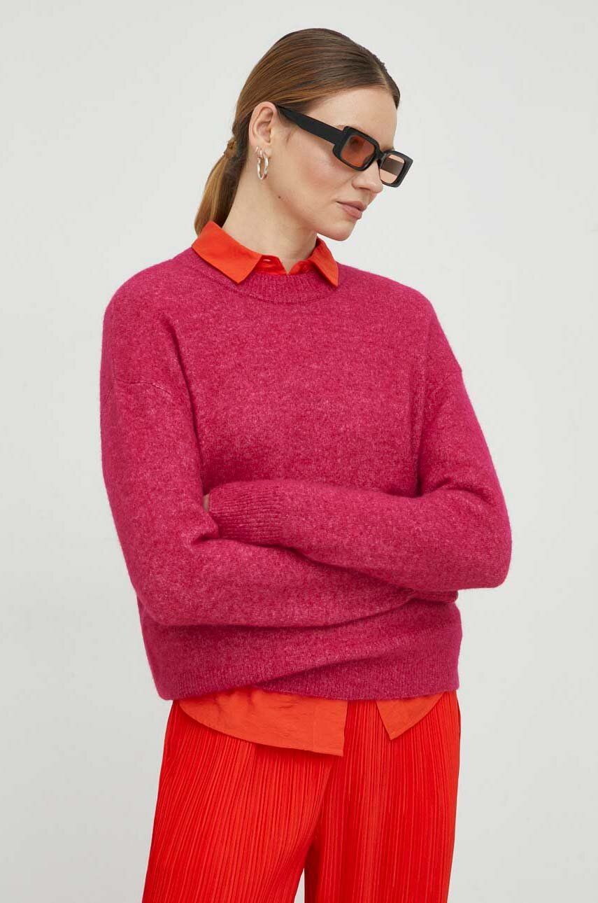 Samsoe Samsoe pulover de lana femei, culoarea roz, light