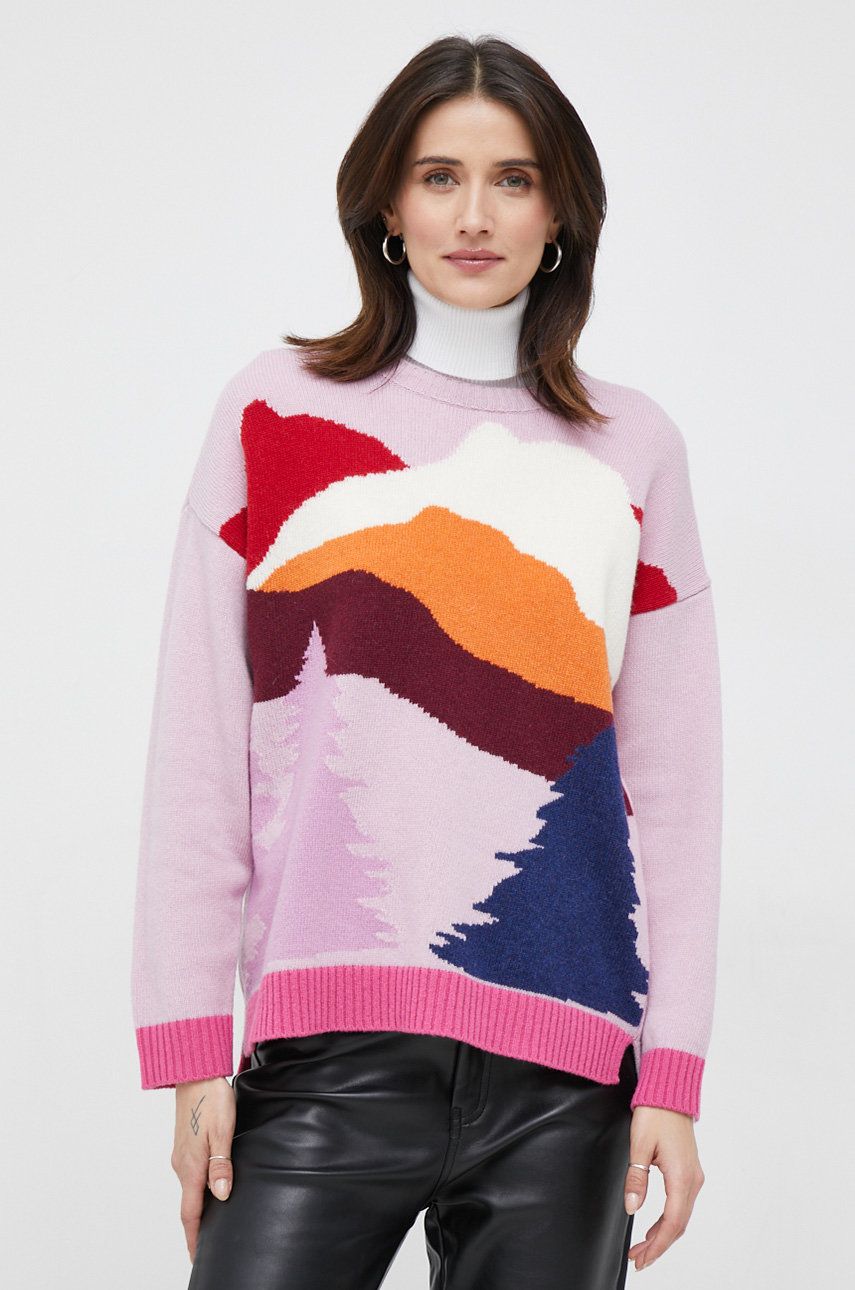 United Colors of Benetton pulover de lana femei, culoarea roz