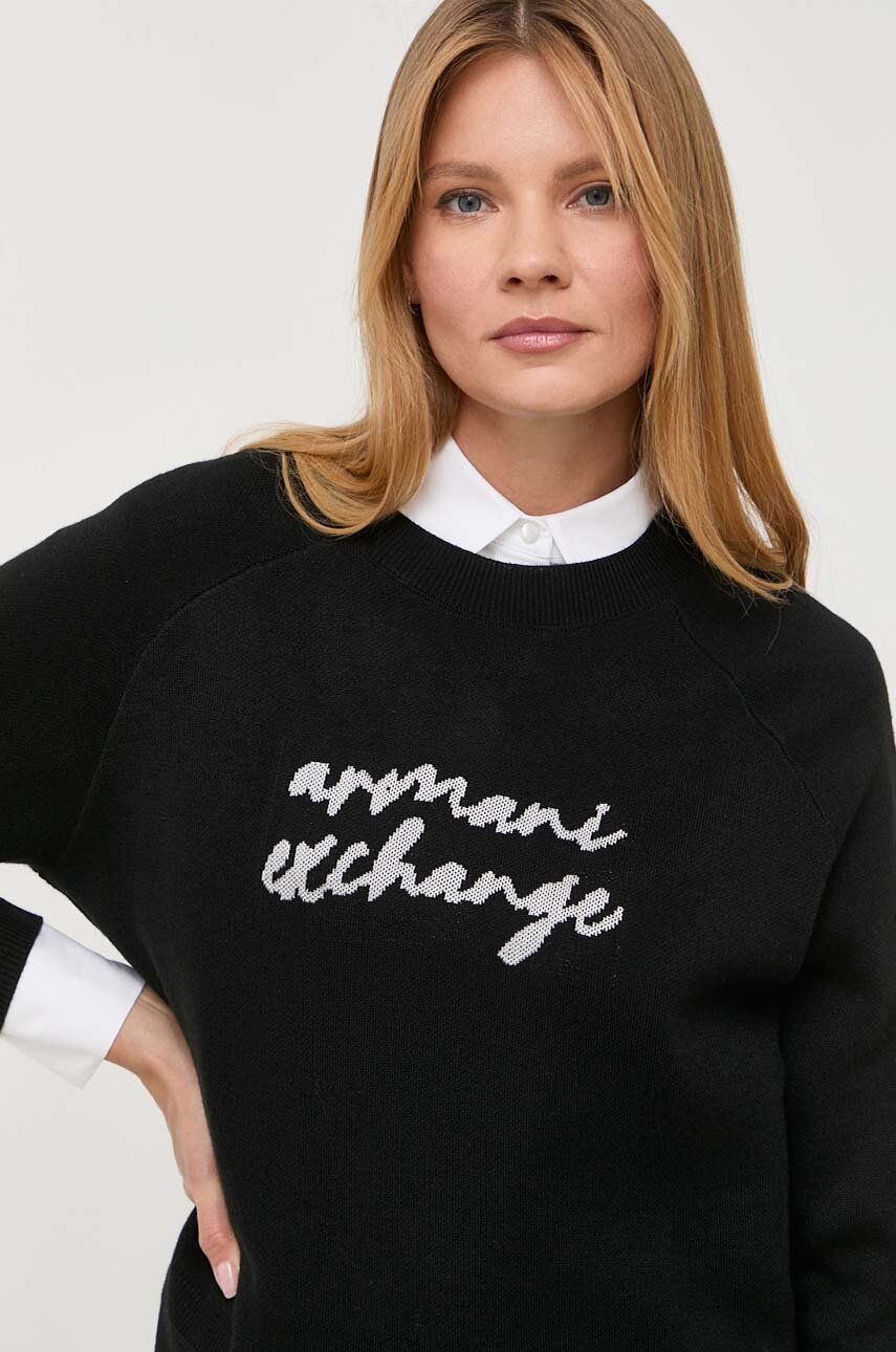 Armani Exchange pulover din amestec de lana femei, culoarea negru