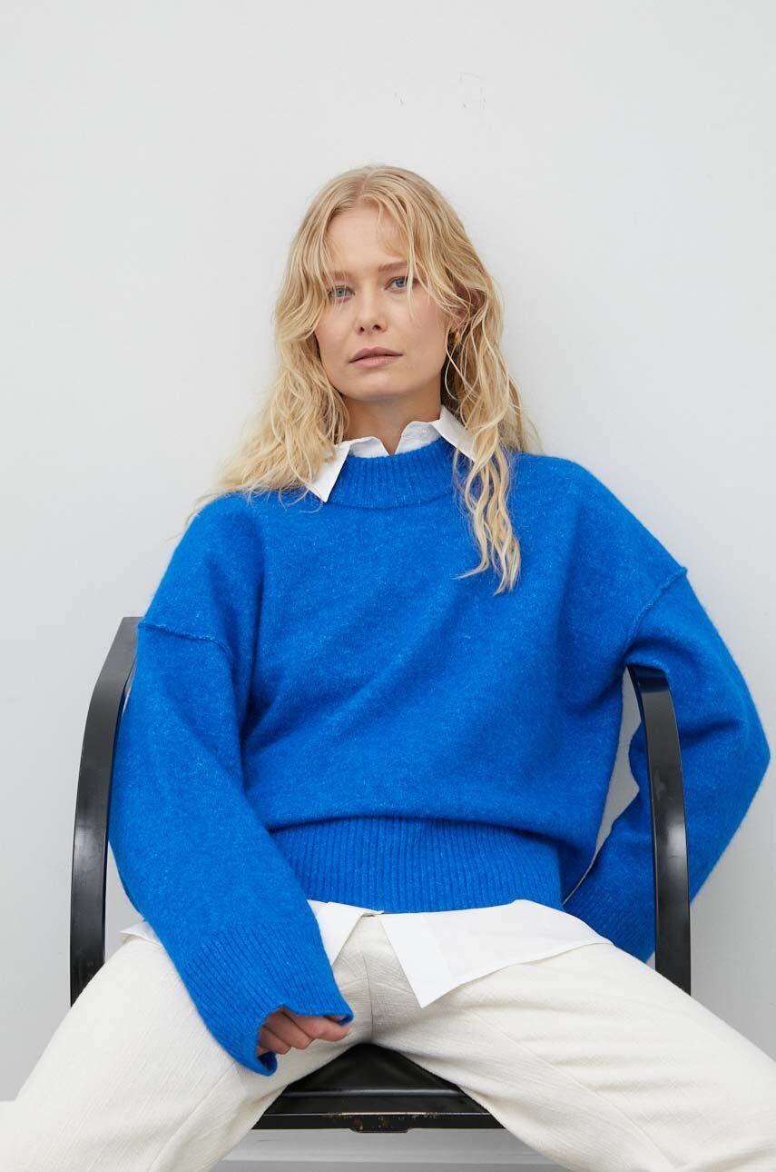 Day Birger et Mikkelsen pulover de lana femei, culoarea albastru marin, călduros