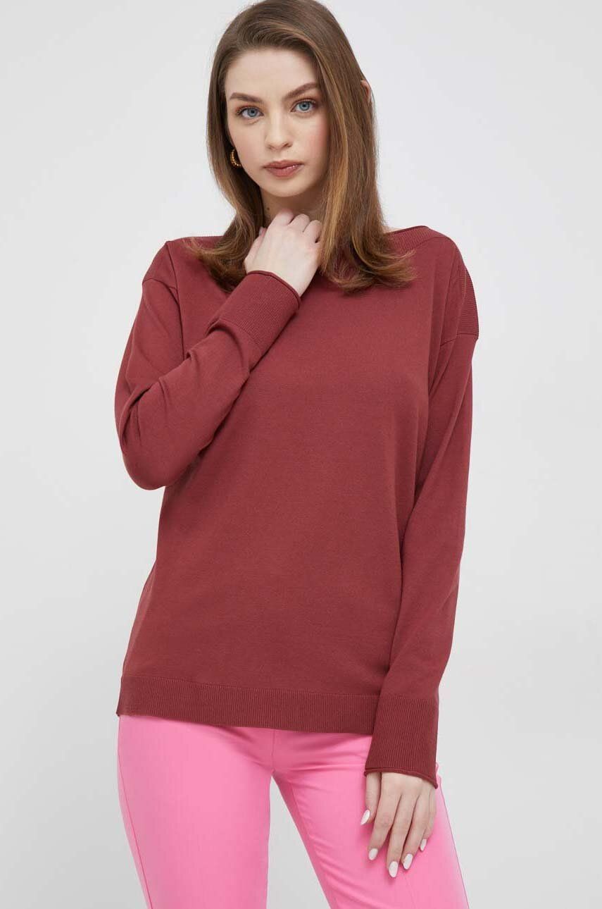Sisley pulover femei, culoarea bordo, light