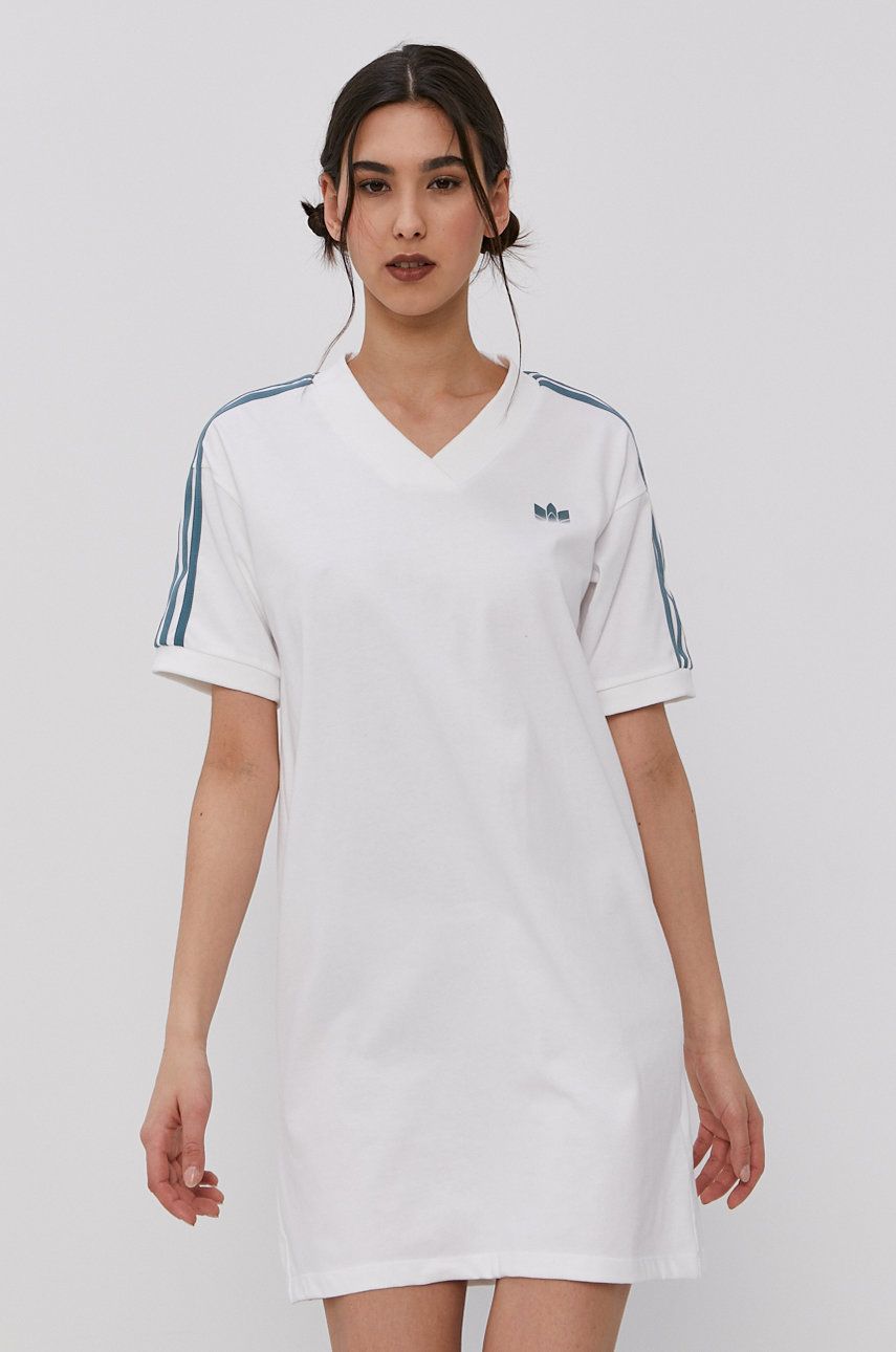 Adidas Originals Rochie culoarea alb, mini, model drept