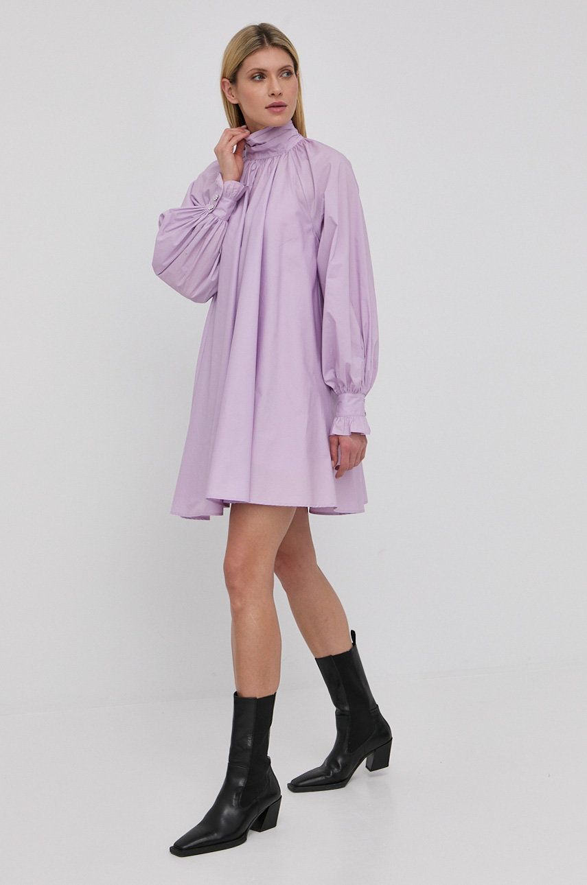 Custommade rochie din bumbac culoarea violet, mini, oversize