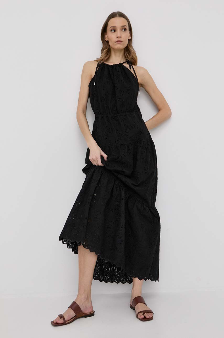MICHAEL Michael Kors rochie din bumbac culoarea negru, maxi, evazati