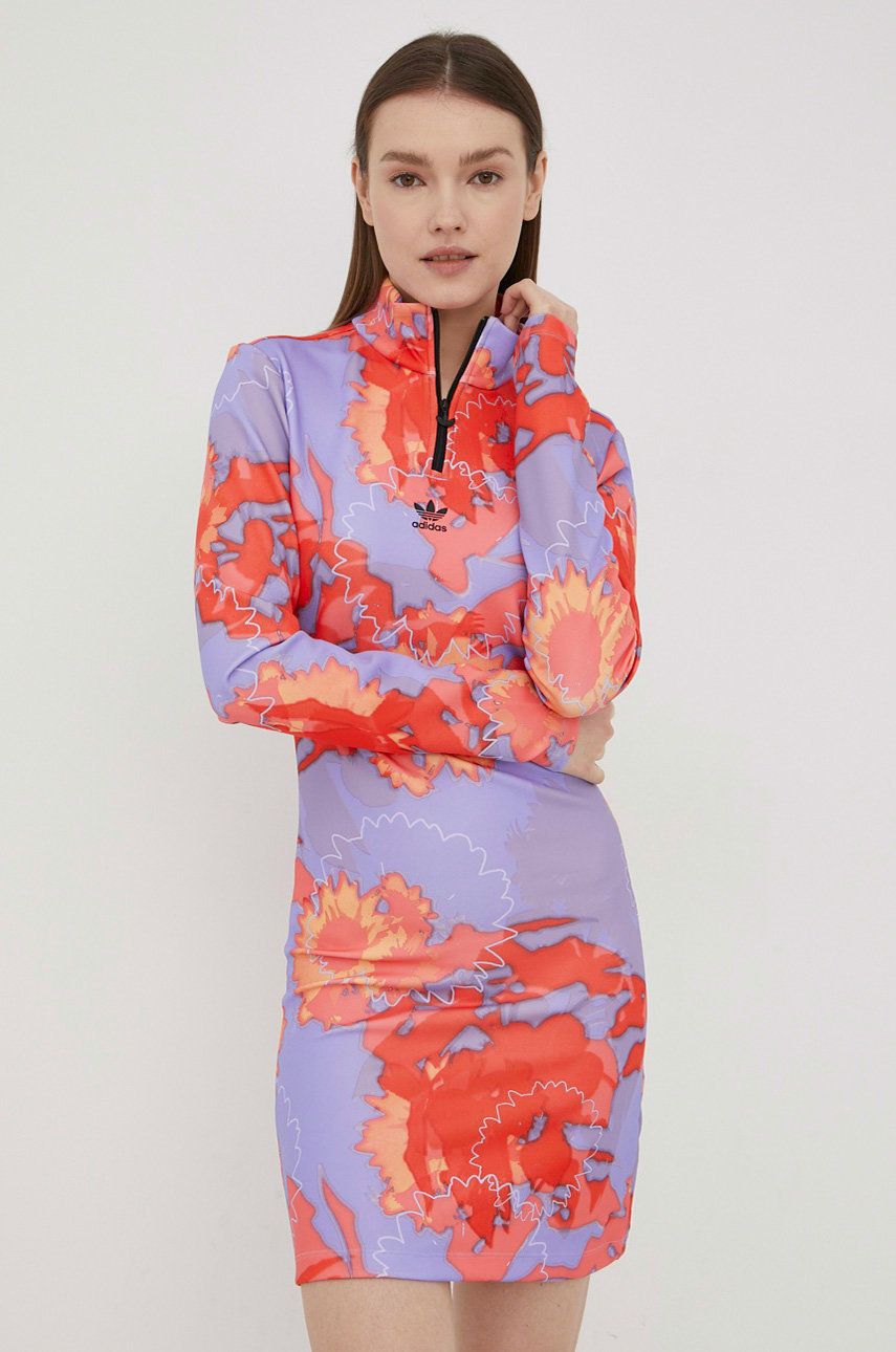 adidas Originals rochie HC4598 culoarea violet, mini, mulata