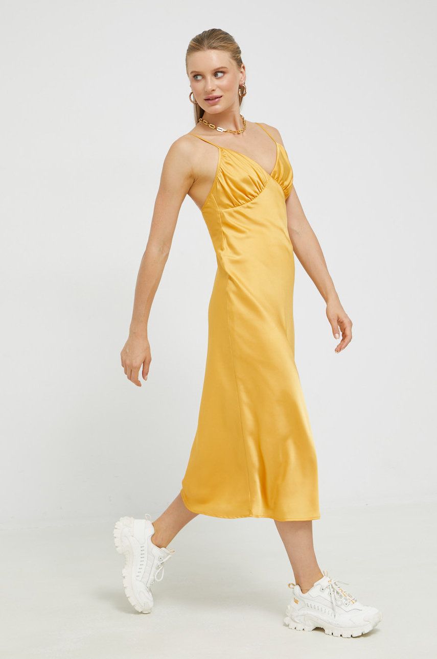 Abercrombie & Fitch rochie culoarea portocaliu, midi, drept