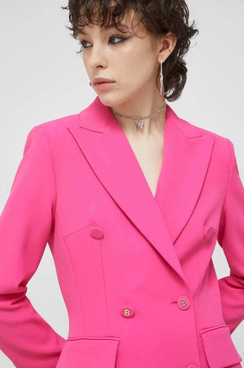 Blugirl Blumarine sacou culoarea roz, cu doua randuri de nasturi, neted