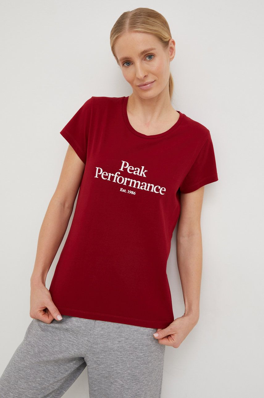 Peak Performance tricou din bumbac culoarea bordo